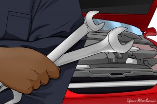 hand holding wrenches